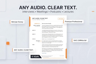 transcribe audio to text or audio transcription in 12 hours