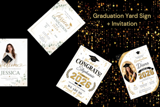 design custom graduation yard signs and matching party bundle