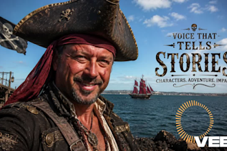 record a gritty cinematic pirate voice over