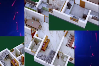 convert 2d to 3d floor plan in 9 hours