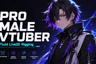 create pro male vtuber model with fluid live2d physics and rig