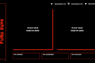 design a professional twitch kick youtube stream overlay