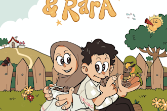 animate playful couple cartoon illustration