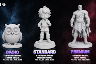 sculpt 3d models and characters for 3d printing