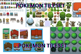 create pokémon pixel art tileset, tilemap, and game backgrounds for rom hacks