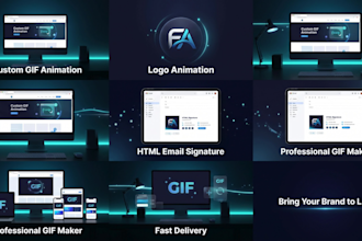 do custom gif animated banner, logo animation, html email signature, gif maker