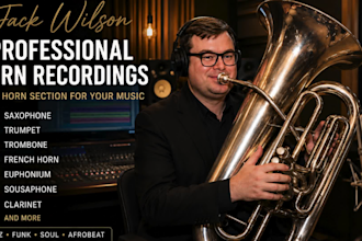 record full horn section, saxophone, trumpet, trombone, euphonium,and sousaphone