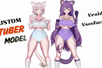 create and rig 3d character model for 3d vtuber, live2d model, vrchat rigging