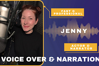 be the voice artist for your female character, ad, or audiobook