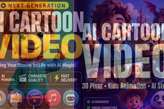 create ai cartoon video, ai animation, 3d pixar style animated story for kids