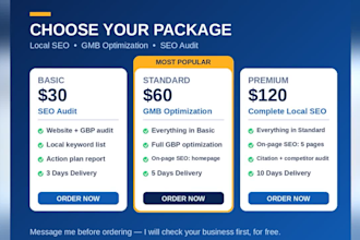 do local SEO, gmb optimization and complete audit