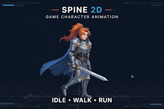 create spine 2d game animation, idle loops, attacks and character animations