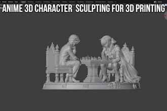 create 3d anime model toy design anime figure character design  for 3d printing