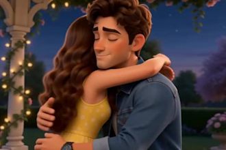 create a 3d animated romantic love story or proposal video