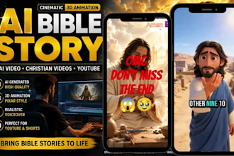 create cinematic ai bible story animation, christian video, 3d bible story