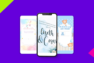 design beautiful digital invitations for kids parties, baby showers and baptisms