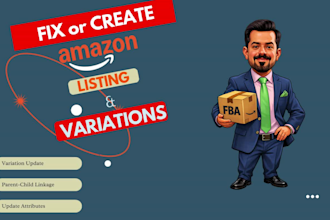 create amazon fba product listing and variation or fix error
