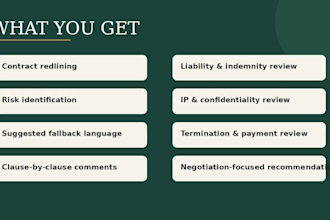 draft, review, redline and negotiate commercial contracts and agreements