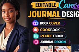 design editable canva book cover journal design cookbook and recipe ebook