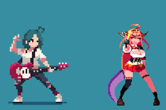 design pixel art character, pixel animation, pixel art sprite sheet, rpg maker