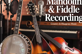 record banjo mandolin fiddle for your music or bluegrass music