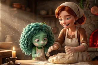 make 3d pixar style ai cartoon animation, ai kids  storytelling, 3d disney style