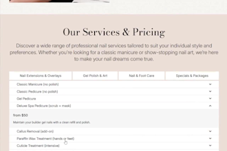 design nail salon website, beauty salon website, nail technician wix website