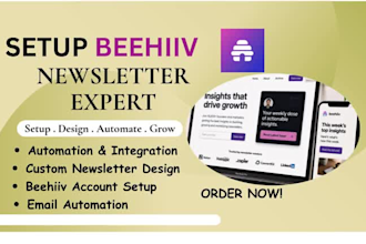 setup beehiiv newsletter design beehiiv landing page beehiiv website, automation
