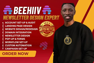 setup beehiiv newsletter design beehiiv website and build beehiiv landing page