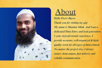do clean data entry, web research and lead generation