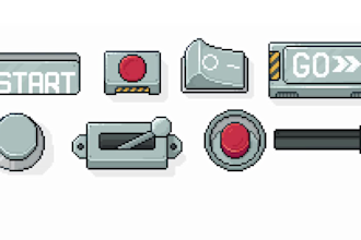 design pixel art gui, inventory, health bar, pixel hud, game icon, ui kits