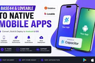 convert loveable app or base44 to android app publish and capacitor native IOS