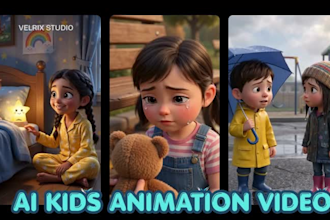 create pixar style animation, ai cartoon video, ai video art, ai kids animation