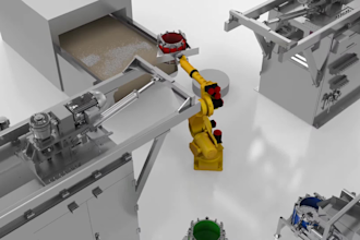 create industrial animation 3d robotic arm factory warehouse automation process