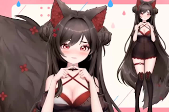 draw and rig live2d vtuber model, vtuber rigging, 2d vtuber model, anime vtuber