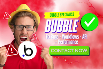 fix issues bugs in bubble io web app, bubbleio website or bubble mobile app