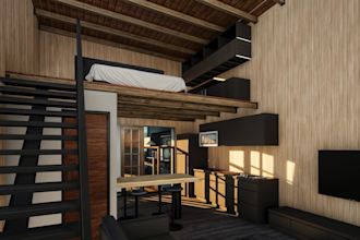 photorealistic image of an architectural space in 24 hours
