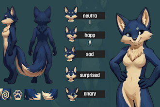 create custom 3d vroid furry and vrchat avatar for vtuber with facial rigging