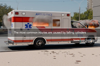 create 3d oxygen cyinder product animation and safety video