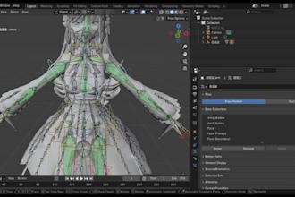 perform 3d rigging on creepy horror rig bones for mmd, with perfect weight paint