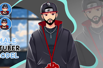 design a custom male vtuber live2d model anime style for streaming