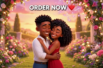 create 3d pixar style proposal video love story animation romantic video