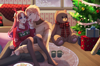 create a christmas ych couple for you