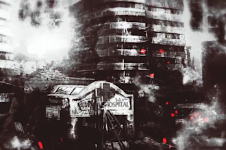 make a cinematic dystopian lyric video for metal, post punk electronic music