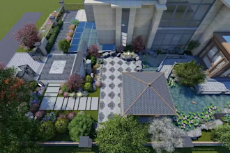 do courtyard design and sketchup 3d modeling with rendering