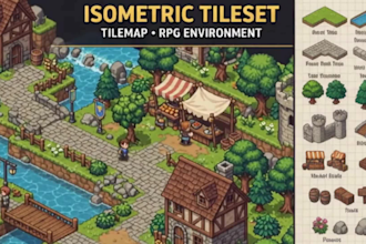 create isometric pixel art tileset, tilemap and rpg game environment asset pack