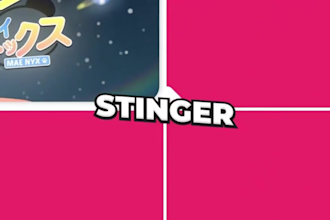create a cute animated stream stinger transition for kick twitch and youtube