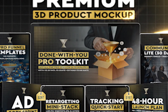 design premium 3d product mockup and online course bundle