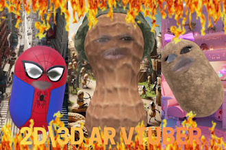 draw and rig high quality burnt peanut character for face tracking streaming
