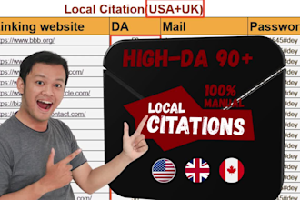 build  USA local citations and  UK, canada to boost local SEO citations